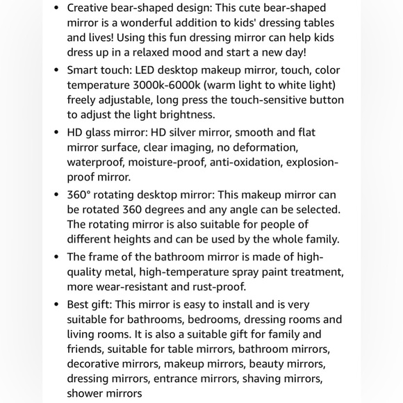 Vanity Mirror W Lights Bear Shape Hollywood Mirror NWT - Picture 9 of 9